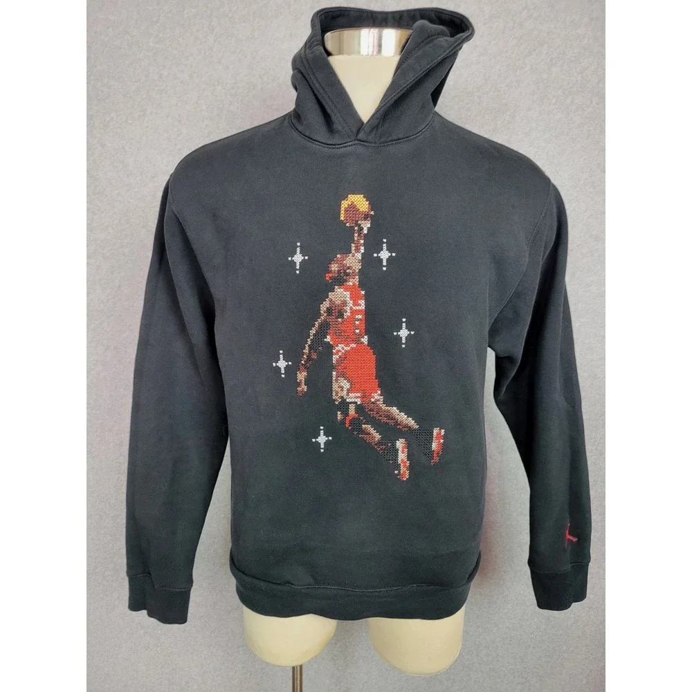Nike Air Jordan Essentials Stitch‎ Graphic Fleece Hoodie Black DC9713-010 Medium